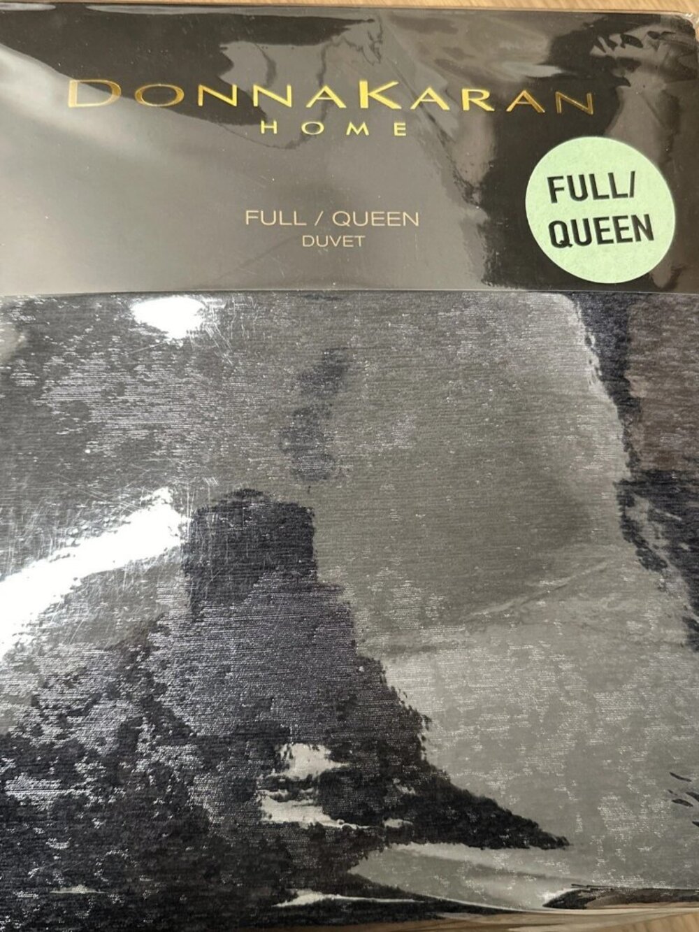 DONNA KARAN Home Sapphire Duvet Cover Metallic Blue Indigo $450 New Full / Queen
